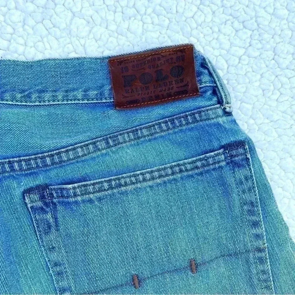Polo R. Lauren Boyfriend Classic Fit Med Wash Faded Cutoff Jean Shorts Size 35 - Picture 2 of 14